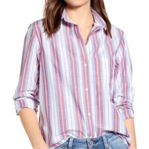 Grayson The Hero Red, White & Blue Striped 100% Cotton Button Up Top Size 3/Med